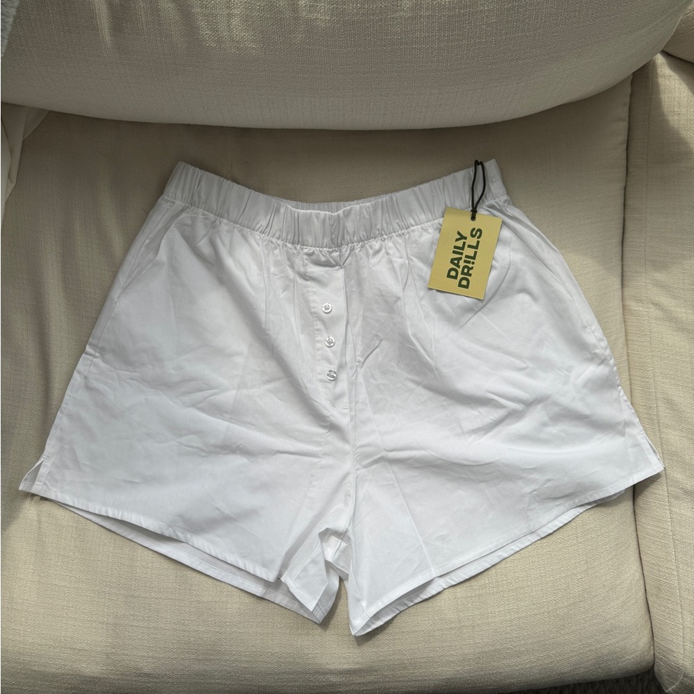 Daily Drills White Poplin Resort Shorts